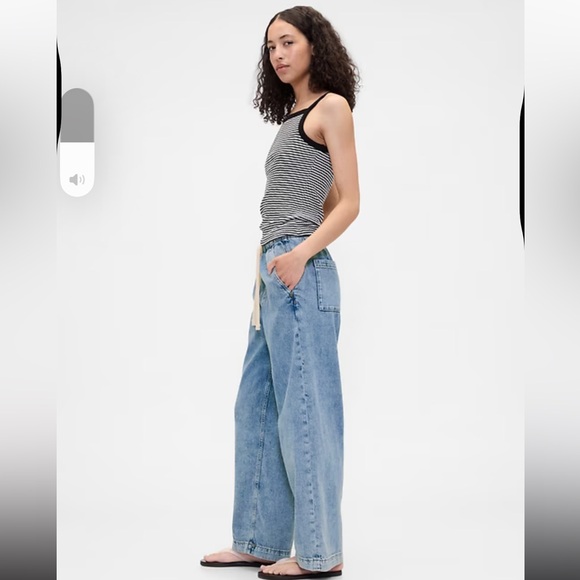 Gap High Rise Pull On Wide Leg Jeans Womens Medium Blue Light Wash - Picture 9 of 10